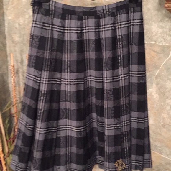 Pendleton wool classic pleated skirt Paisley print on top of stripe checkerd - Picture 5 of 8